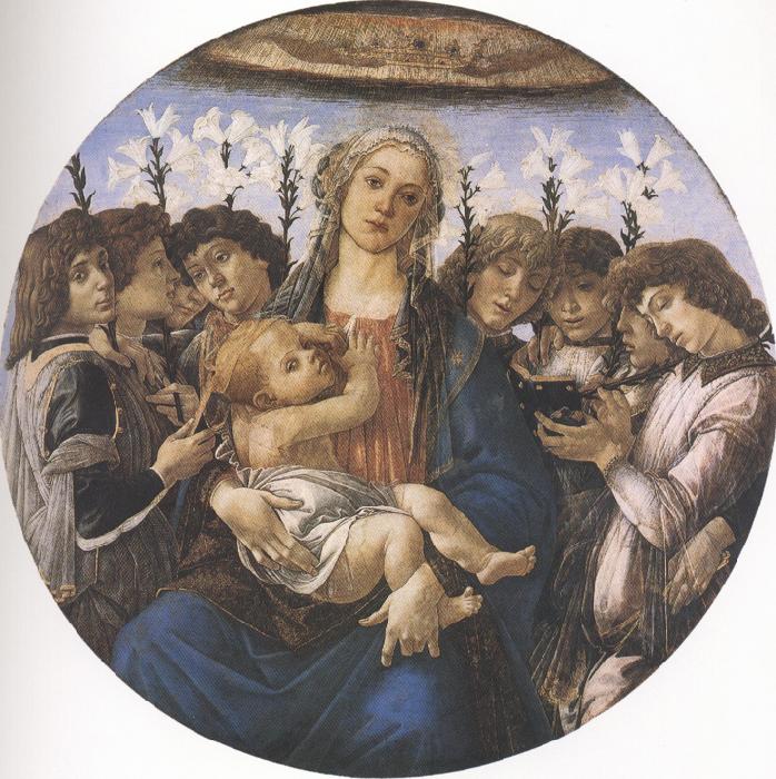 Sandro Botticelli Madonna and Child with eight Angels or Raczinskj Tondo (mk36) oil painting picture